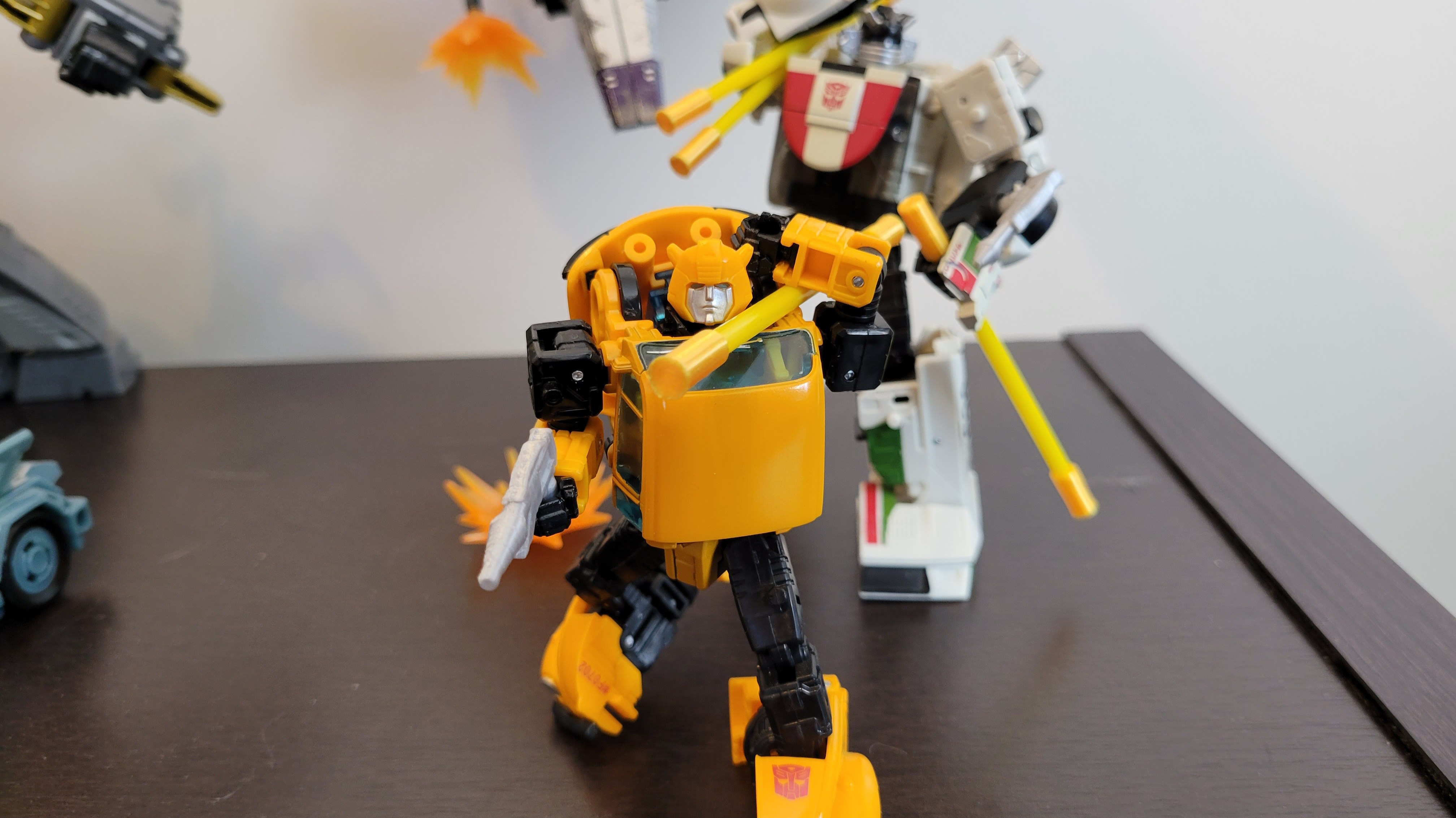 Bumblebee and Wheeljack with WFC Bumblebee Upgrade Kit parts